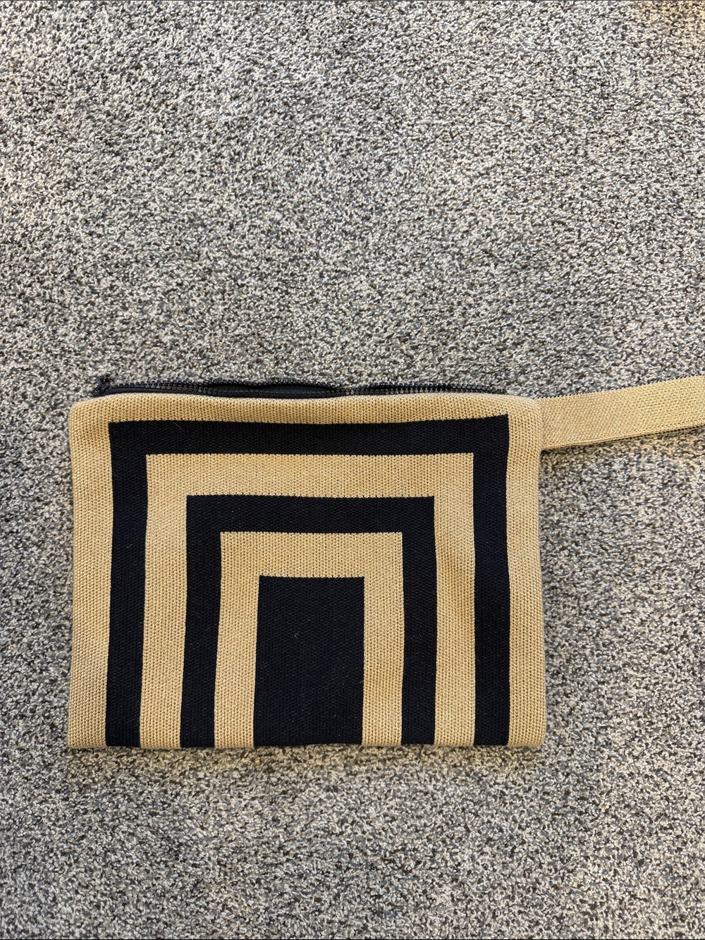 Beige and Black Geometric Wristlet Clutch
